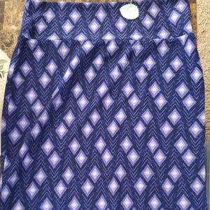 CAS #002 LuLaRoe Cassie Blue and Purple Geometric Pencil Skirt